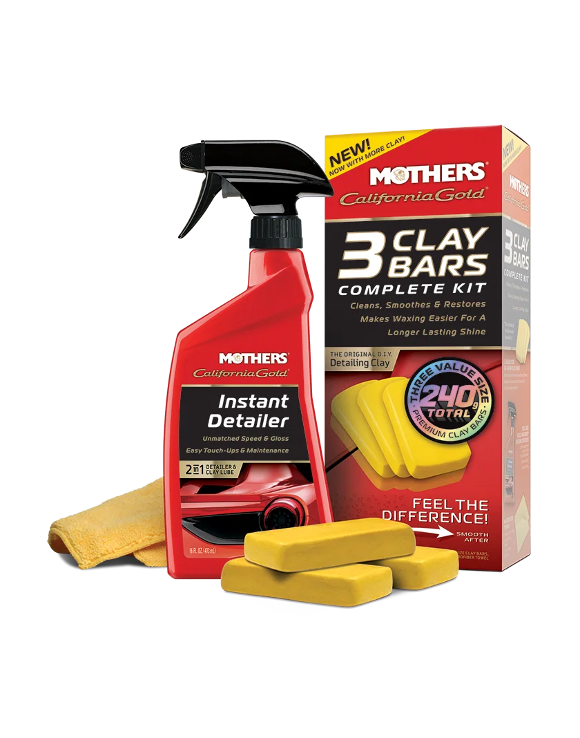 07240 – MOTHERS Paint Cleaner, Clay Bar With Three Clay Bars 80 Gram Each/ 16 Ounce Spray Bottle Instant Detailer And...
